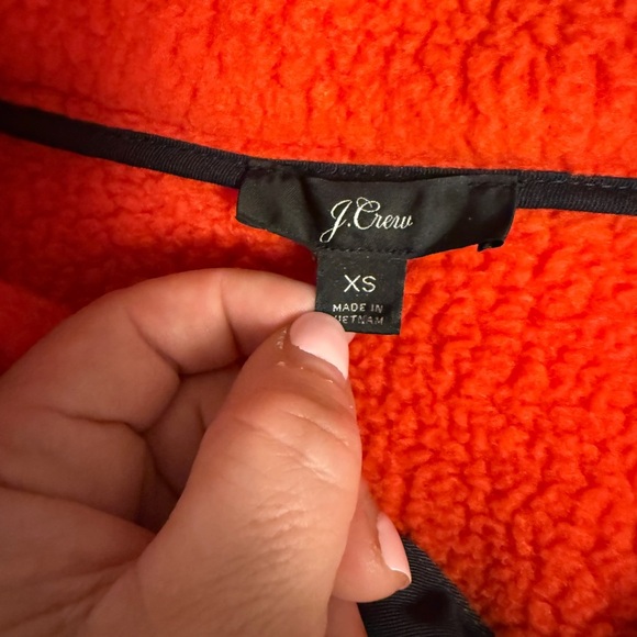 J. Crew Fleece Sherpa Women’s XS Red Orange Half Zip Pullover Jacket - Picture 4 of 7